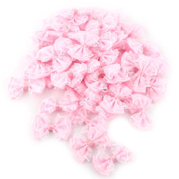 Bowknot Bows Wedding Appliques Sewing Ornament Craft Making (Pink)