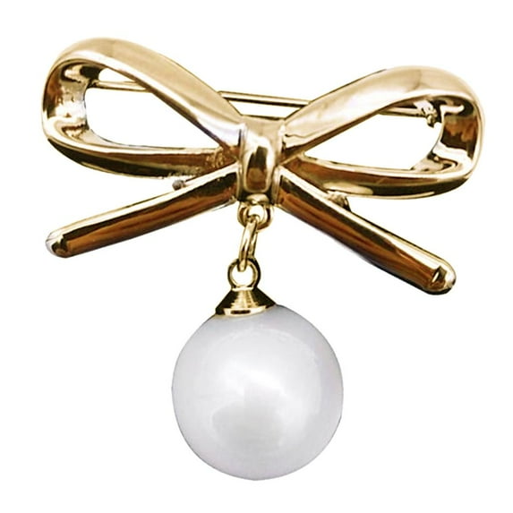 Bowknot Brooch Bow Tie Suit Shirt Pins Necktie Pin Corsages with Faux Pearls