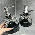 thumbnail image 1 of Bowknot Ceramic Soap Dispenser Set | 2-Pack Soap Lotion Dispenser for Kitchen & Bathroom | 8.3x6.7x5.3 in White & Black Decorative Pump Bottles, 1 of 6