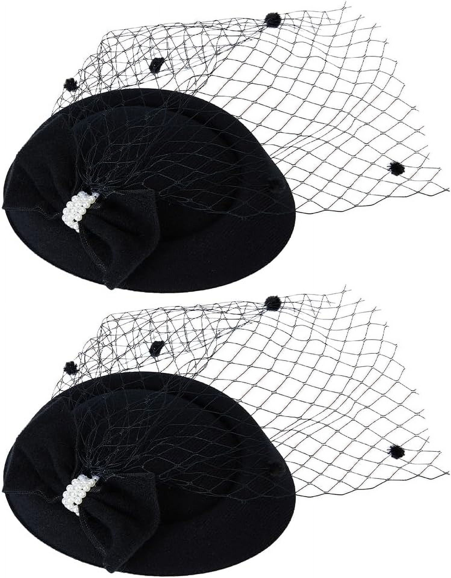 Vintage Black Mesh Bow Fascinator Hat Bowknot Cocktail Wedding Tea Party Vintage Flapper Fascinator - Black Mesh Birdcage Veil Hat  main image 2