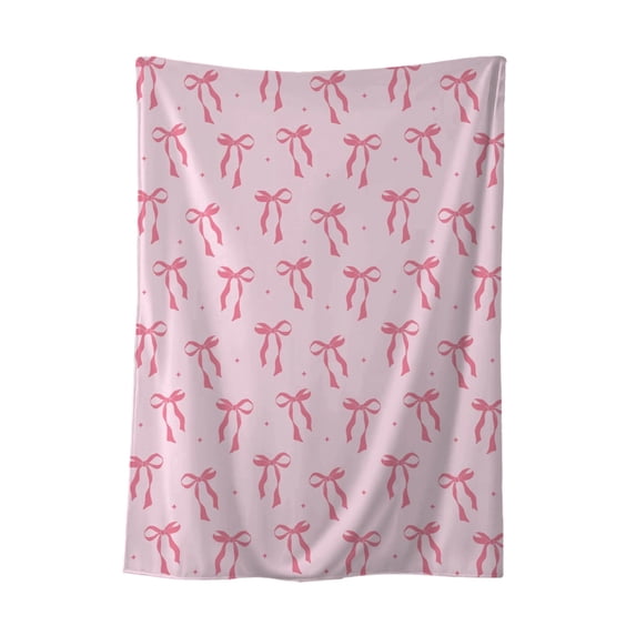 Bowknot Fleece Throw Blanket Throw Cute Flannel Blanket Plush Fuzzy for Sofa Couch All Season Bow Throw Blanket