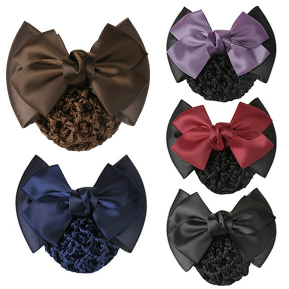 Bowknot Hair Clip with Hairnet Snood Net Bun Cover Bow Hair Barrette Hair Clip, 1 Piece