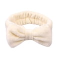 thumbnail image 1 of Bowknot Headband Solid Color Ladies Wide Face Wash Headband Plush Headband, Beige, 1 of 4