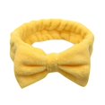 thumbnail image 1 of Bowknot Headband Solid Color Ladies Wide Face Wash Headband Plush Headband, Yellow, 1 of 4