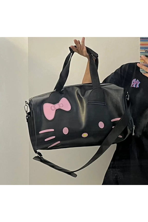 Bowknot Hello Kitty Cartoon Cute Large Bag Travel Bag Shoulder Bag Handbag Crossbody Gym Bag