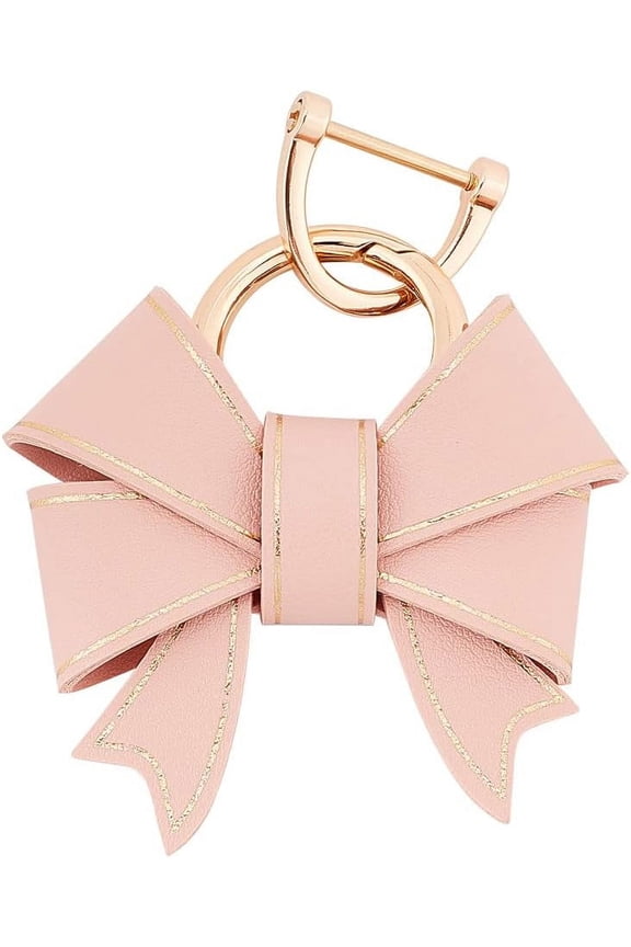 Bowknot Keychain for Women PU Leather Cute Key Ring Personalized Car Key Holder Purse Handbag Pendant Charm with D Ring Backpack Decorations Craft Accessories Ladies Gift Pink Brown