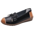 thumbnail image 1 of Bowknot Leather Loafers for Women Lightweight Walking Flats Comfortable Wide Toe Box Non Slip Work Shoes Black Size 10, 1 of 4