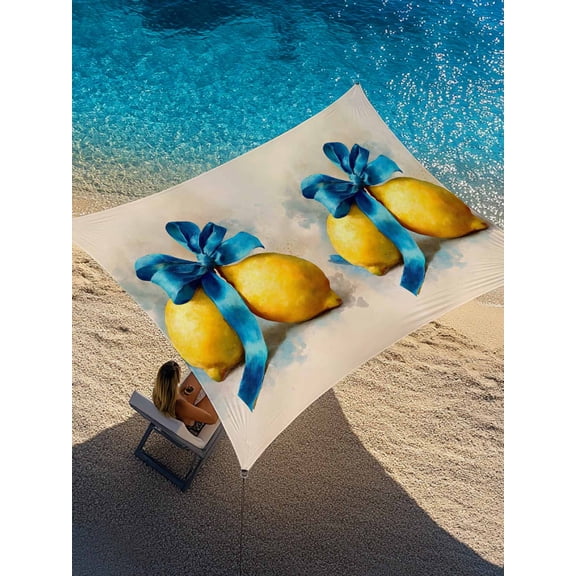 Bowknot Lemon Sun Shade Sail 8' x 10', Watercolor Blue Bowknot Lemon Light Pink Rectangle Outdoor Sunshade Canopy, Waterproof UV Block Patio Covers for Garden Yard Beach