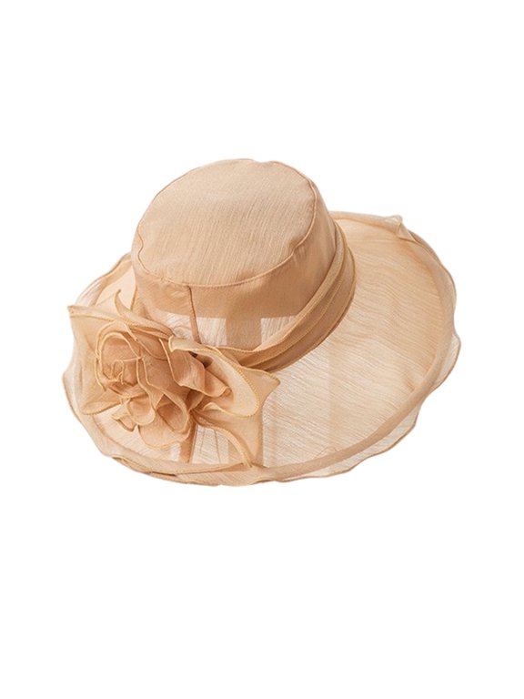 Bowknot Organza Kentucky Sun-Hat for Women Bowler Church Straw- Derby Hat Wedding Cocktail Church Kentucky Derby Fascinator Bridal Tea Party Wedding Hat Spring Summer (Khaki)