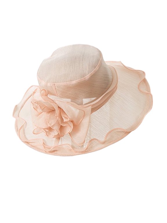 Bowknot Organza Kentucky Sun-Hat for Women Bowler Church Straw- Derby Hat Wedding Cocktail Church Kentucky Derby Fascinator Bridal Tea Party Wedding Hat Spring Summer (Pink)