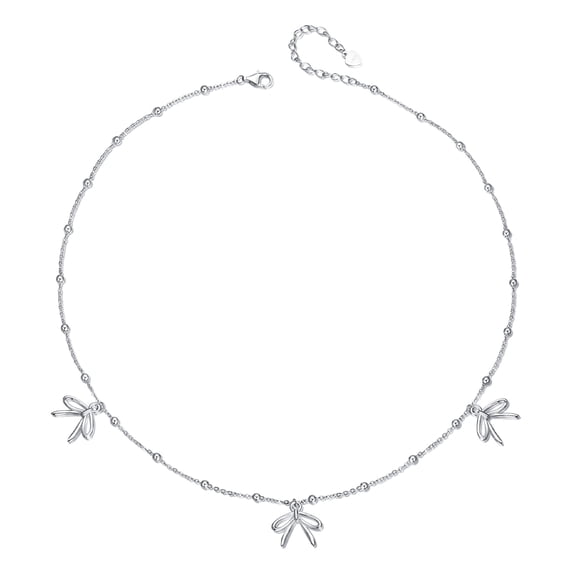 Bowknot Pendant Necklace - 925 Silver Adjustable Chain Delicate Pendant Jewelry for Women