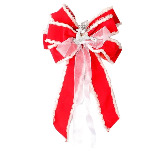 Bowknot Pendent Handmade Ribbon Design Bright Color Increase Atmosphere Linen Xmas Theme Bowknot Hanging Decor for Festival