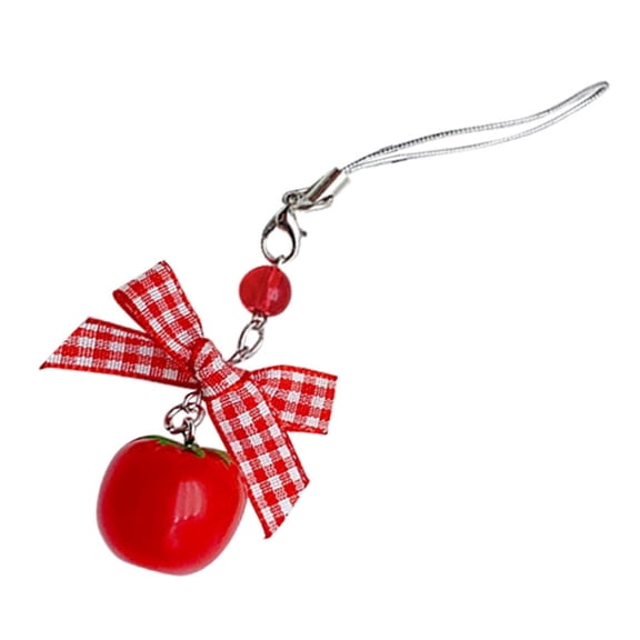 Bowknot Phone Charm Strawberry Phone Pendant Tomato Phone Jewelry Resin for Woman Teens