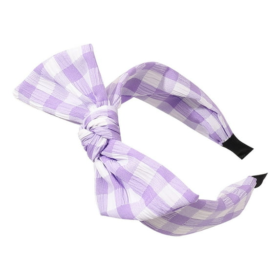 Bowknot Plaid Headband Wide Edge Hair Pressing Headband Hairpin Bowknot Headband - Plaid Purple, Colorful Headbands Fashion Floral Polka Dot Stripe Hair Bow Headbands Randomly Barrettes