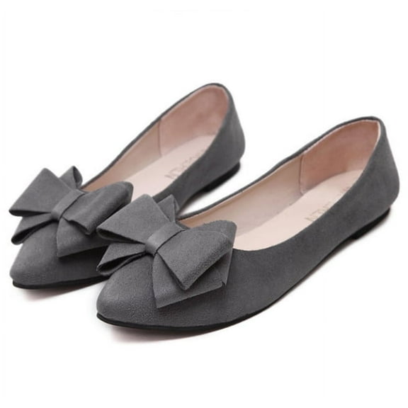 Bowknot Pointy Toe Ballet Flats for Women - Suede Casual Dress Shoes | Ideal for Work, Slip-On Comfort