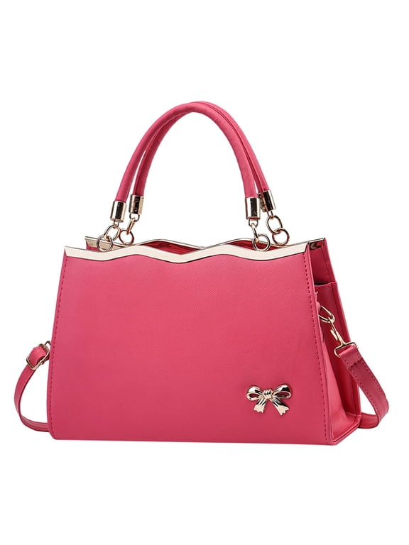 Bowknot Purse and Handbags for Women Leather Bow Square Medium Crossbody Tote Satchel Shoulder Bag