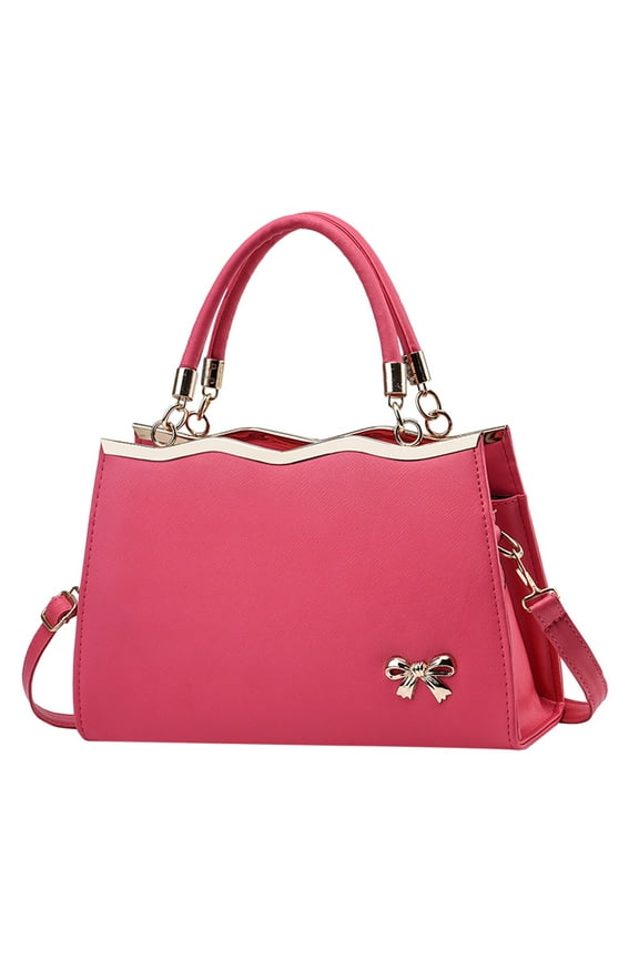 Bowknot Purse and Handbags for Women Leather Bow Square Medium Crossbody Tote Satchel Shoulder Bag