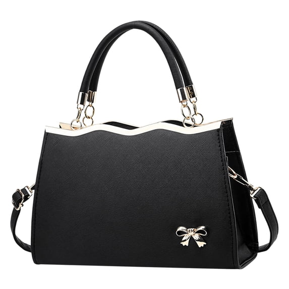 Bowknot Purse and Handbags for Women Leather Bow Square Medium Crossbody Tote Satchel Shoulder Bag