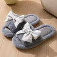 thumbnail image 1 of Bowknot Ribbon Pattern Slippers Ladies Opening Open Toe Cute Sweet Bow Female Home Slippers Grey CN：36(US:6), 1 of 5