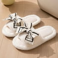 thumbnail image 1 of Bowknot Ribbon Pattern Slippers Ladies Opening Open Toe Cute Sweet Bow Female Home Slippers White CN：42(US:9), 1 of 5