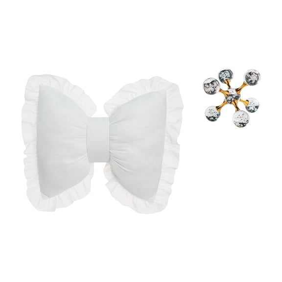 Bowknot Shaped Pillow Bubble Sphere Figurine Cute Bow Cushion Soft PP and Glass Material for Bedroom Study Office Decor