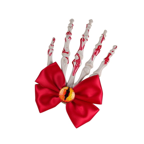 Bowknot Skull Hand Hair Clip Hairpins for Women Gothic Ghost Claw One Eye Headwear Punk Hair Accessories for Halloween (Red)