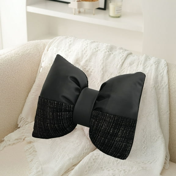 Bowknot Sofa & Office Chair Pillow – Cute Decorative Cushion, Soft Polyester, Available in Yellow, Black, and Pink, Perfect for Home, Office, Bedside & Living Room Decor