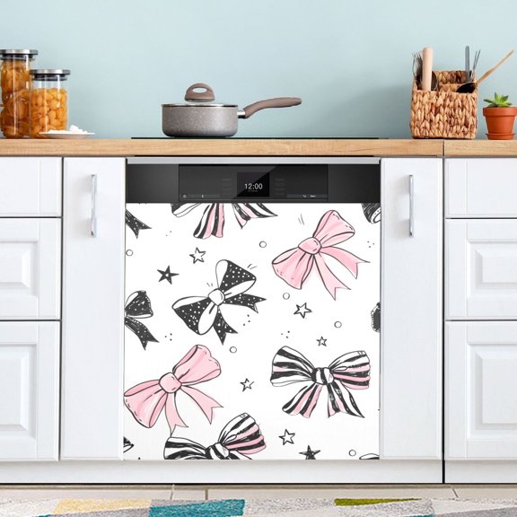 Bowknot Star Dishwasher Magnet Cover Magnetic Fridge Door Cover Home Kitchen Decor 23"x 26"