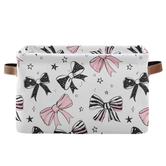 Bowknot Star Storage Bins with Handle Fabric Organizer Basket Foldable Box 1 Pack 14.2x10.2x8.3