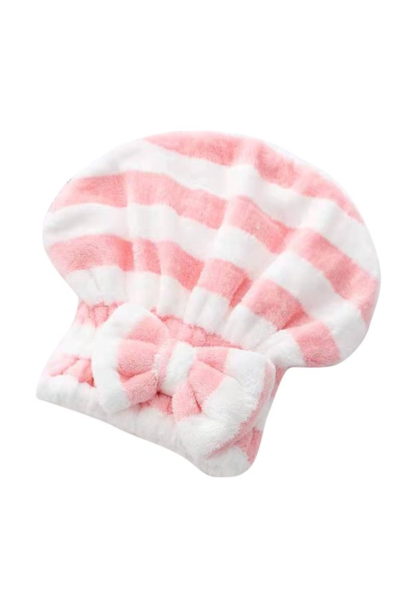 Bowknot Striped Microfiber Hair Drying Towel Cap, Fast Absorbing Magic Hair Wrap, Soft Shower Headgear for Wet Hair Care and Styling C