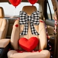 thumbnail image 1 of Bowknot Throw Pillow with Strap for Car Headrest & Office Chair - Soft Plush Lumbar Support Cushion, Decorative Accent Pillow for Sofa Bed, Gift for Women (Black), 1 of 5