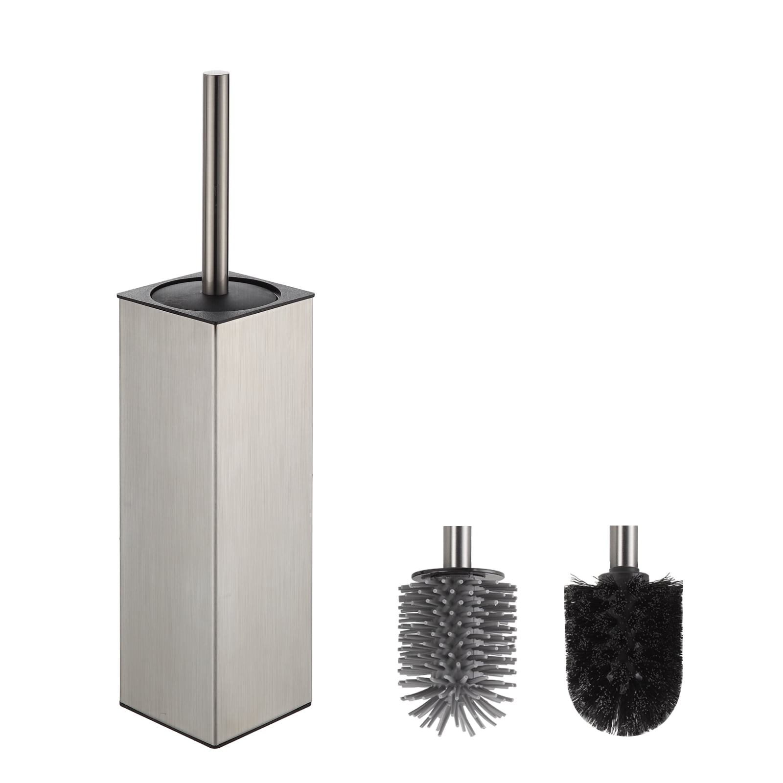 BGL Freestanding Aluminium Toilet Brush with Holder for Bathroom Storage and Organization Toilet Bowl Cleaner Brush and Holder, Square Design Sturdy and Space Saving (Brushed Nickel)