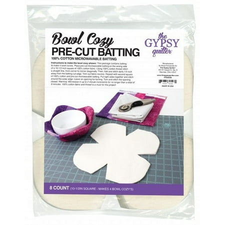 Bowl Cozy Pre-Cut Batting - 8 Count 100% Cotton Microwavable Batting 10.5" Squares (Makes 4 Bowl Cozy's) (TGQ036) M230.05
