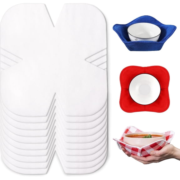 Bowl Cozy Pre Cut Batting, Microwavable Quilter Batting, Cozy Pattern Template for Sewing DIY, Soft Fabrics with Excellent Thermal Insulation, 10 x 10 Inch, 10 Pcs