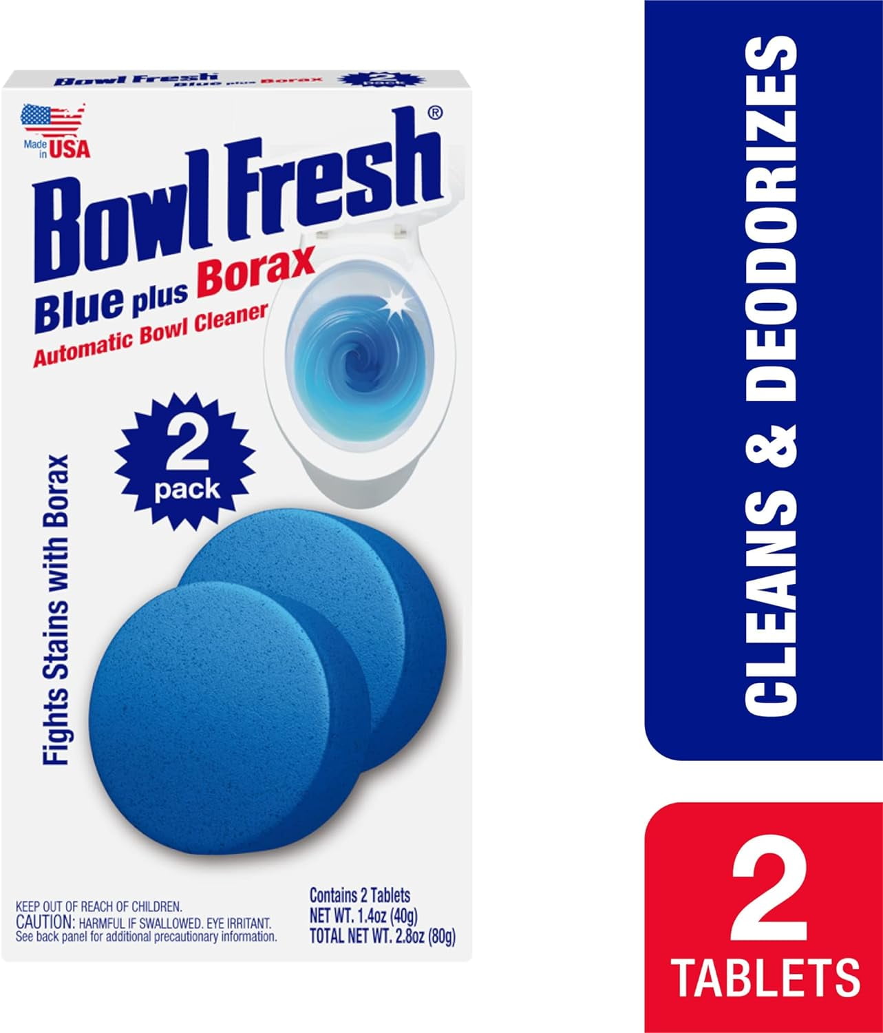 Bowl Fresh Automatic Toilet Bowl Cleaner, Toilet Bowl Freshener with Borax, Fresh Scent, 2 Ct