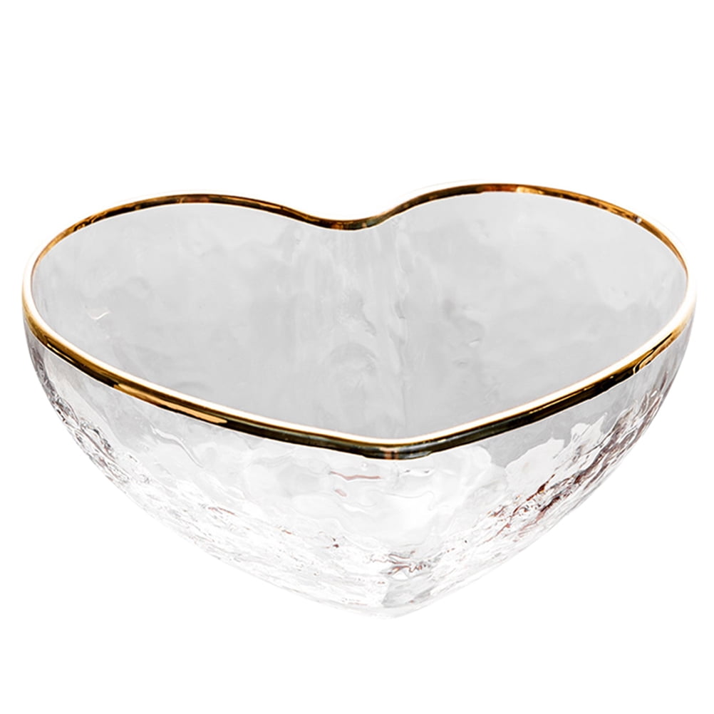 Bowl Glass Bowls Salad Storage Fruit Clear Punch Heart Shaped Love