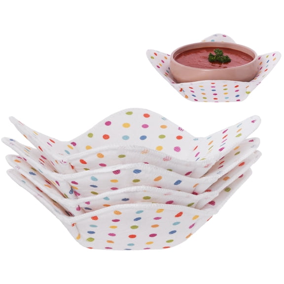 Bowl Holder Set of 4 Microwave-Safe Hot Bowl Holder Heat Resistant Pattern Gift (Retro Polka Dots)