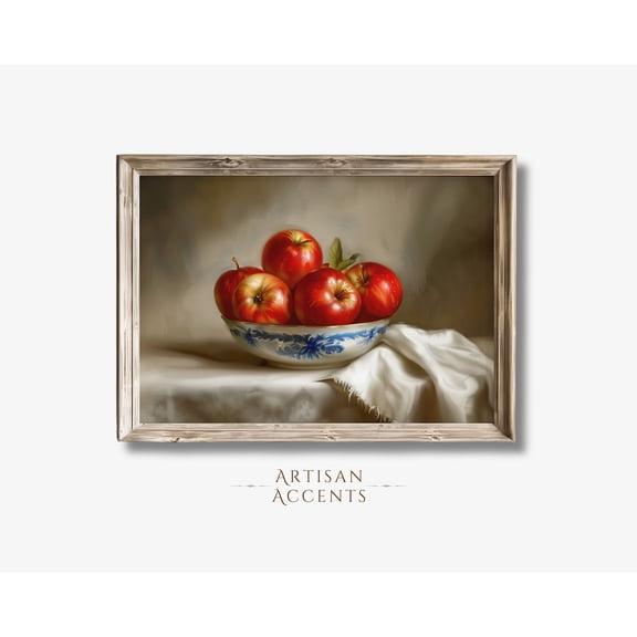 Bowl Of Apples , Wall Decor , Dining Room, Home Decor , JPEG, Art, Fruit Bowl, Kitchen, Unframed Canvas 8x10in