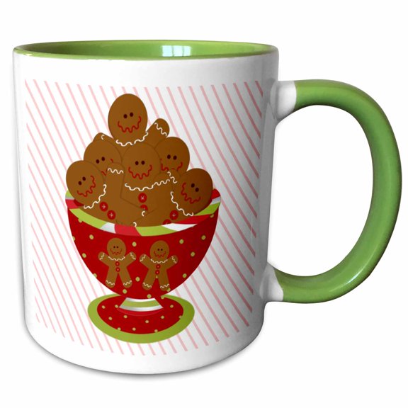 3drose, Bowl of Gingerbread Cookies, 11oz Two-tone Green Mug