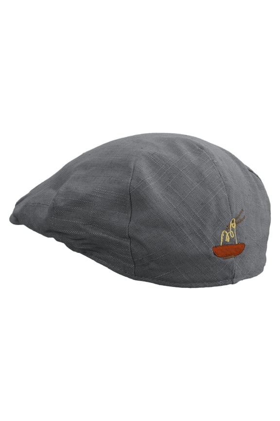 Bowl Of Noodle Embroidered Men's Linen Summer Ivy Cap - Slate S-M