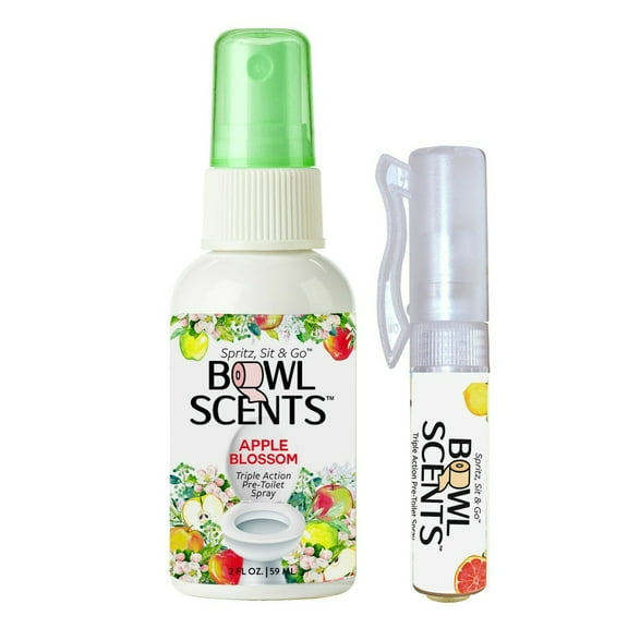 Bowl Scents Apple Blossom Toilet Spray | 2 oz Mini + Traveler | Prevents Nasty Poop Smell