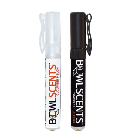 Bowl Scents Toilet Spray | Citrus and Cucumber Melon Travelers | Clips to Pocket or Purse