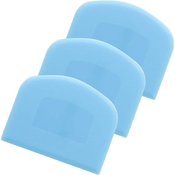 Bowl Scraper, 3 Pieces Dough Scraper for Baking Food Grade Plastic Dough Cutter Flexible Plastic Bench Scraper Multipurpose Kitchen Scraper for Bread Dough Cake, etc (Blue)