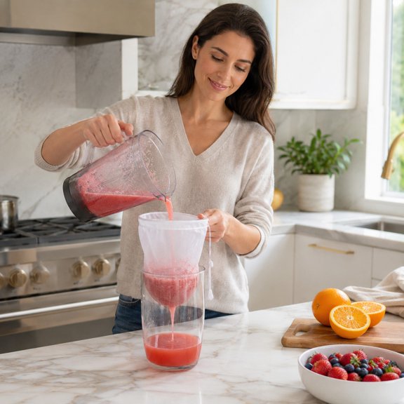 Bowl Shaped Vegetable Filling Water Squeezer Bag, Reusable Food Grade Summer Salad Cold Drink Filter Pouch, Multi-Purpose Strainer for Dumpling Filling/Soy Milk/Juice/Home Kitchen Summer Food, B