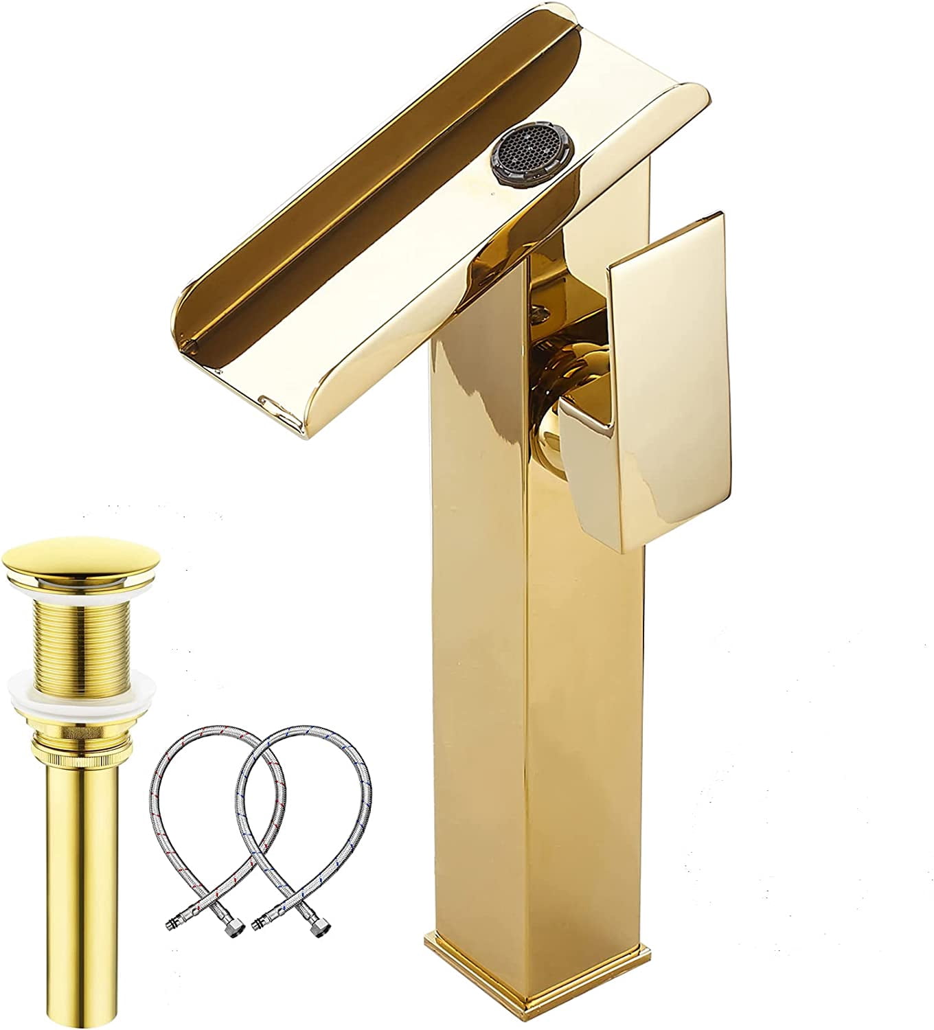 Bowl Sink Faucet Gold Bathroom Vessel Faucet Single Handle 1 Hole ...