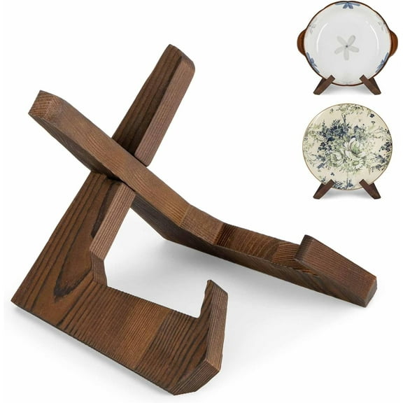 Bowl Stands for Display, 6.5 Inch Plate Holder, Wooden Easel Frame Display Stand Large Deep Platters and Dishes, 6.5" H x 9" W 7.9" D (For Bowls under 5" in Depth)