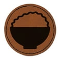 thumbnail image 1 of Bowl of Rice 2.5" Faux Leather Round Engraved Iron-On Patch - Brown, 1 of 6