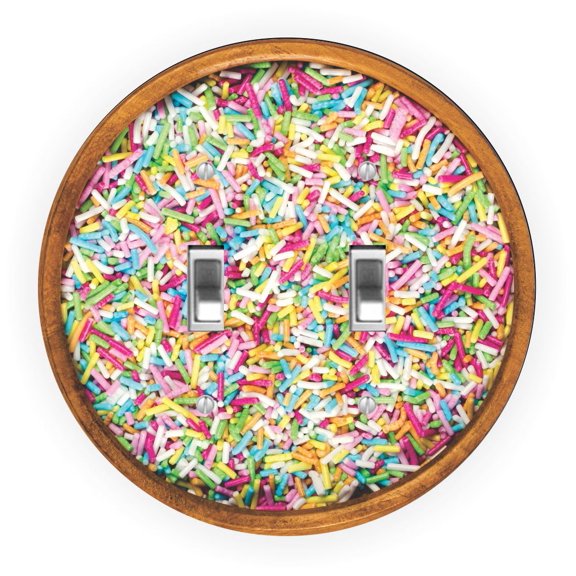 Bowl of Sprinkles Design - Round Light Switch Plate Cover - Double Toggle