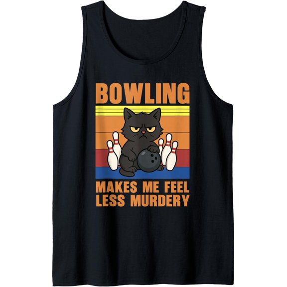 Bowler Gutter Bowling Cat Tank Top Size S-3XL
