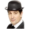 thumbnail image 1 of Bowler Hat Adult Black Historical Fancy Dress One Size Male Party Book Week Halloween, 1 of 2